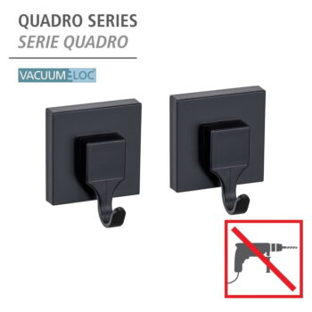 Čierne samodržiace plastové háčiky v súprave 2 ks Quadro – Wenko - Image 2