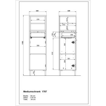 Biela vysoká kúpeľňová skrinka v dekore duba 34x118 cm Loria - Germania - Image 4