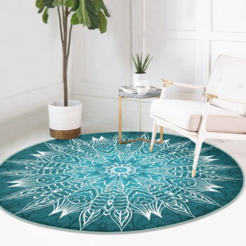 Tyrkysovomodrý prateľný okrúhly koberec vhodný pre robotické vysávače ø 120 cm Comfort – Mila Home - Image 2