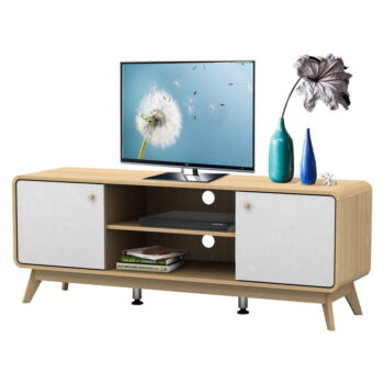 Biely/v prírodnej farbe TV stolík v dekore duba 140x53 cm Caitlin – Støraa - Image 3