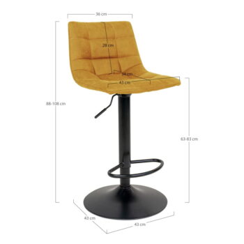 Žlté barové stoličky v súprave 2 ks 88 cm Middelfart – House Nordic - Image 6