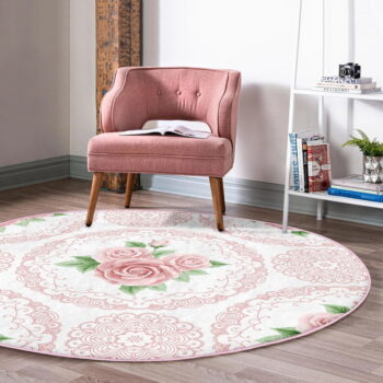 Svetloružový prateľný okrúhly koberec vhodný pre robotické vysávače ø 120 cm Comfort – Mila Home - Image 4