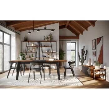 Rozkladací jedálenský stôl s doskou v dekore orechového dreva v prírodnej farbe 100x180 cm Shadow – TemaHome - Image 7
