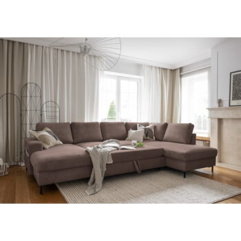 Hnedá menčestrová rozkladacia rohová pohovka (pravý roh) Lofty Lilly – Miuform - Image 5
