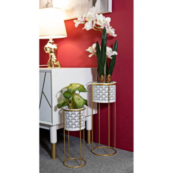 Kovové stojany na kvety 2 ks ø 17 cm (výška  46 cm) Whity – Mauro Ferretti – Obrázok 2