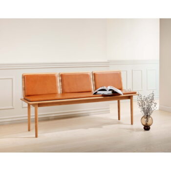 Koňakovohnedá kožená lavica Elba - Hammel Furniture - Image 3
