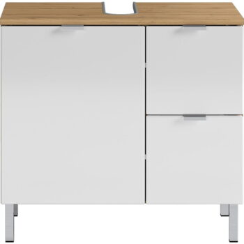 Biela skrinka pod umývadlo s dubovým dekorom Germania Mauresaa, šírka 60 cm - Image 2