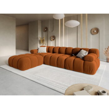Oranžová zamatová rohová pohovka Bellis – Micadoni Home - Image 9