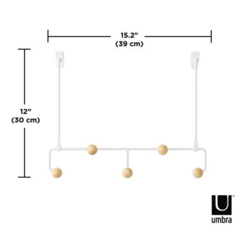 Biely prírodný kovový vešiak na dvere 39 cm Estique - Umbra - Image 11