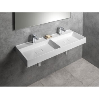 Biele dvojumývadlo z liateho mramoru 119x44 cm Godiva – Sapho – Obrázok 4