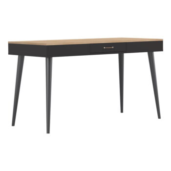 Čierny pracovný stôl s doskou v dekore duba 134x59 cm - TemaHome - Image 4