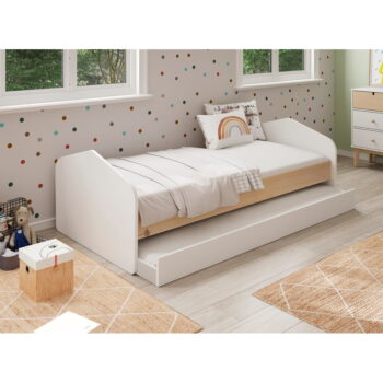 Biela/prírodná detská posteľ v dekore borovice s výsuvným lôžkom 90x200 cm Estefania – Marckeric - Image 7