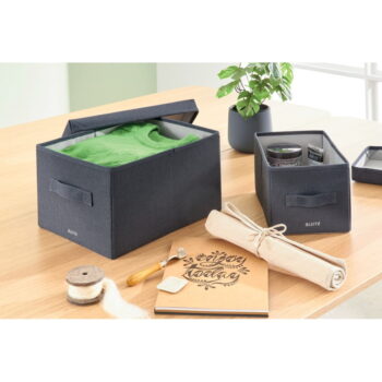 Tmavosivé látkové úložné boxy v súprave 2 ks s vekom 28.5x38x20 cm – Leitz - Image 3