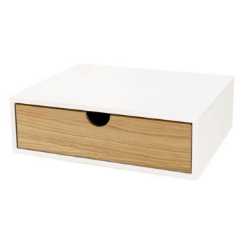 Biely/prírodný nočný stolík v dekore duba Farsta - Woodman - Image 3