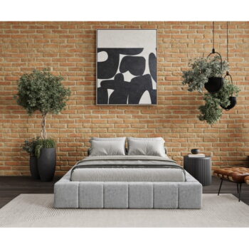 Svetlosivá čalúnená dvojlôžková posteľ s úložným priestorom s roštom 160x200 cm Aruba L – Maison de Rêve - Image 6