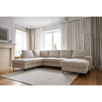 Béžová menčestrová rozkladacia rohová pohovka (ľavý roh) Lofty Lilly – Miuform - Image 5