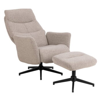 Béžové relaxačné kreslo z textílie buklé London – Actona – Obrázok 3