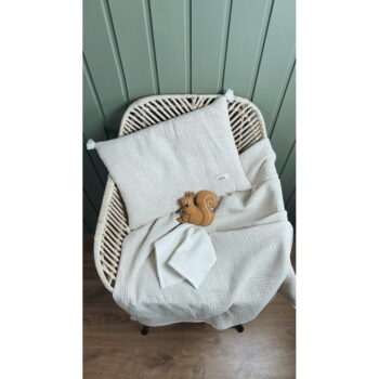 Krémová mušelínová detská deka a vankúš v súprave 100x130 cm Muslin Linen – Malomi Kids - Image 8