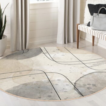 Béžový prateľný okrúhly koberec ø 80 cm Simple Lines – Mila Home - Image 9
