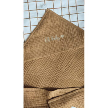 Hnedá mušelínová detská osuška s kapucňou 85x85 cm Muslin – Malomi Kids – Obrázok 3