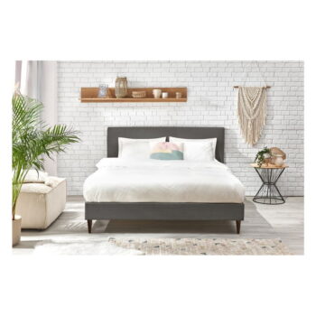 Tmavosivá menčestrová dvojlôžková posteľ Bobochic Paris Anja Dark, 160 x 200 cm – Obrázok 6