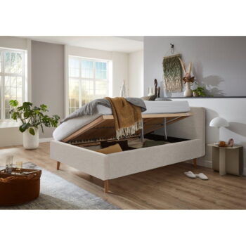 Béžová čalúnená dvojlôžková posteľ s úložným priestorom s roštom 140x200 cm Mattis - Meise Möbel – Obrázok 7