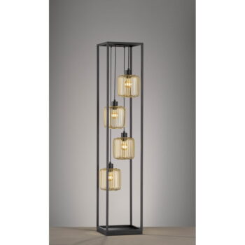 Čierna stojacia lampa so skleneným tienidlom (výška 150 cm) Caydo – Fischer & Honsel - Image 2
