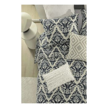 Čierno-béžové 4-dielne predĺžené obliečky na dvojlôžko s plachtou z bavlny Renforcé 200x220 cm Damašok – Mila Home – Obrázok 3