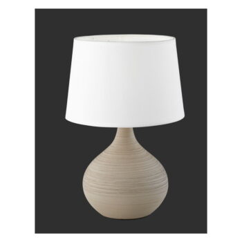 Bielo-hnedá stolová lampa z keramiky a tkaniny Trio Martin, výška 29 cm - Image 4