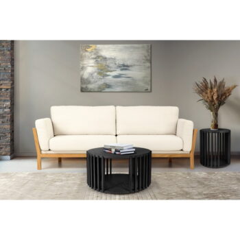 Čierny konferenčný stolík z dubového dreva Woodman Drum, ø 83 cm – Obrázok 8