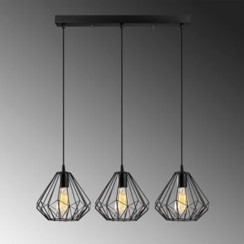 Čierne závesné svietidlo s kovovým tienidlom Diamond – Opviq lights - Image 4