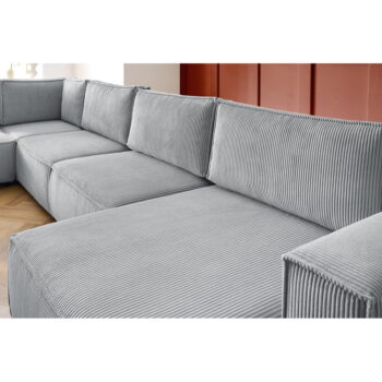 Svetlosivá menčestrová rohová pohovka (ľavý roh/do tvaru "U") Nihad modular – Bobochic Paris - Image 10