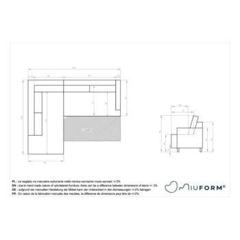 Sivá rozkladacia rohová pohovka (ľavý roh) Bouncy Olli – Miuform - Image 2