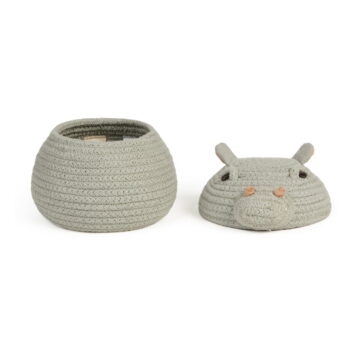 Svetlomodrý látkový detský kôš na hračky ø 15x15 cm Mini Henry the Hippo – Lorena Canals - Image 5