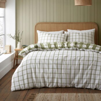 Zelené flanelové obliečky na dvojlôžko 200x200 cm Gingham Check – Catherine Lansfield – Obrázok 3