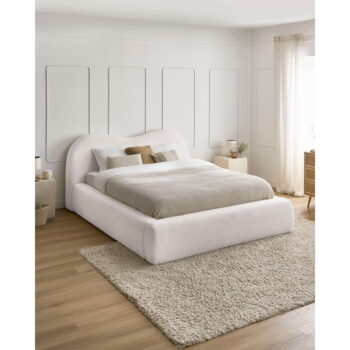Biela čalúnená dvojlôžková posteľ s úložným priestorom s roštom 180x200 cm Orlane – Bobochic Paris – Obrázok 4
