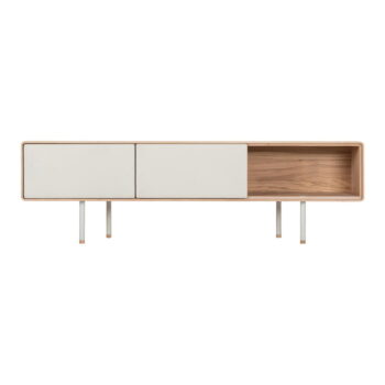 TV stolík z dubového dreva v bielo-prírodnej farbe 160x48 cm Fina – Gazzda