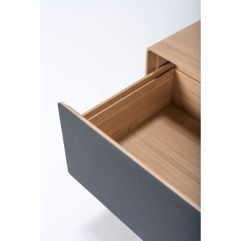 TV stolík z dubového dreva v čierno-prírodnej farbe 160x48 cm Fina – Gazzda - Image 3
