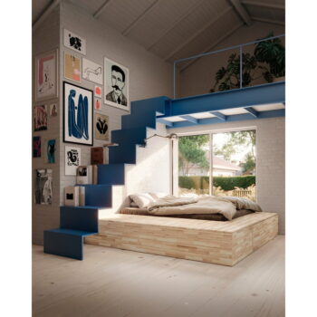 Dvojlôžková posteľ z borovicového dreva s úložným priestorom s roštom v prírodnej farbe 140x200 cm Basement Bed – Karup Design - Image 7