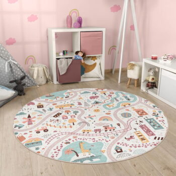 Prateľný detský hrací koberec ø100 cm Furry World – Mila Home - Image 6