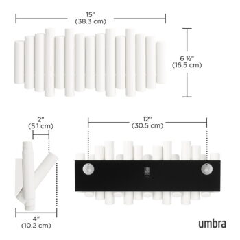 Biely nástenný vešiak z borovicového dreva Picket – Umbra - Image 4