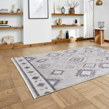 Sivý prateľný koberec s prímesou bavlny 122x170 cm Whisper – Think Rugs - Image 4