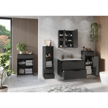Antracitová nízka závesná skrinka s umývadlom 81x61 cm Crandon – Germania – Obrázok 7