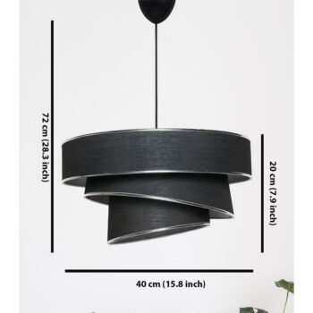 Závesné svietidlo v čierno-striebornej farbe s textilným tienidlom ø 40 cm Couper – Opviq lights - Image 3