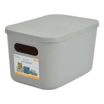 Sivý plastový úložný box s vekom 24,5x18x15 cm – Homéa - Image 4