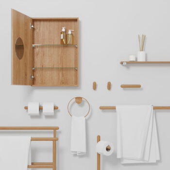 Nástenná kúpeľňová skrinka z dubového dreva Wireworks Slimfit - Image 8