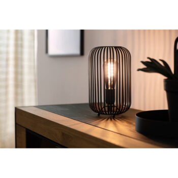 Čierna stolová lampa s kovovým tienidlom (výška 25 cm) Cage – Fischer & Honsel - Image 2