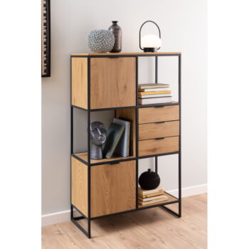 Čierna knižnica v dekore duba 85x141 cm Swindon - Actona – Obrázok 8
