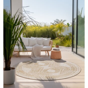 Okrovožlto-krémový okrúhly vonkajší koberec ø 100 cm Gemini – Elle Decoration - Image 3