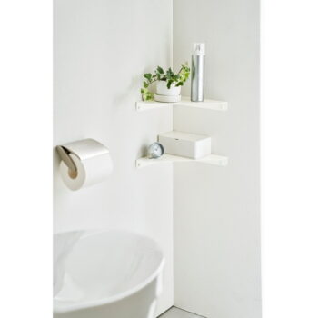 Biela rohová kovová polica 22 cm Tower – YAMAZAKI - Image 2